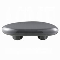 Fory Coffee Table, 46 Inch Oval Top with Low Metal Base, High Gloss Gray - BM348339