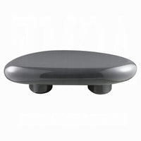 Fory Coffee Table, 46 Inch Oval Top with Low Metal Base, High Gloss Gray - BM348339