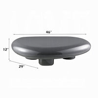 Fory Coffee Table, 46 Inch Oval Top with Low Metal Base, High Gloss Gray - BM348339