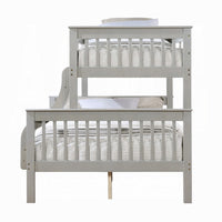 Rita Twin over Full Bunk Bed, Slatted Frame, Fixed Ladder, Gray and Brown - BM348342