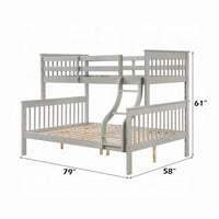 Rita Twin over Full Bunk Bed, Slatted Frame, Fixed Ladder, Gray and Brown - BM348342