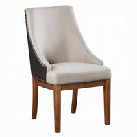 Elsie Dining Chair Set of 2, Foam Fill, Nailed Faux Leather Back, Brown - BM348346