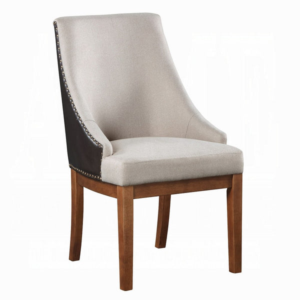 Elsie Dining Chair Set of 2, Foam Fill, Nailed Faux Leather Back, Brown - BM348346