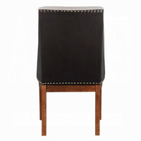 Elsie Dining Chair Set of 2, Foam Fill, Nailed Faux Leather Back, Brown - BM348346