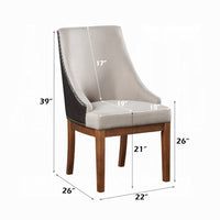 Elsie Dining Chair Set of 2, Foam Fill, Nailed Faux Leather Back, Brown - BM348346