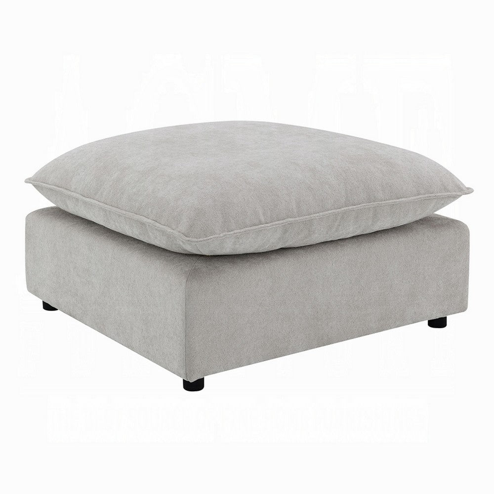 37 Inch Modular Ottoman, Feather Down and Cotton Fill Seat, Beige Boucle - BM348347