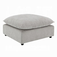 37 Inch Modular Ottoman, Feather Down and Cotton Fill Seat, Beige Boucle - BM348347