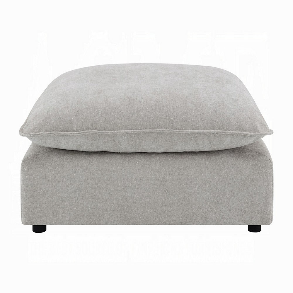 37 Inch Modular Ottoman, Feather Down and Cotton Fill Seat, Beige Boucle - BM348347