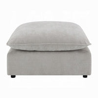 37 Inch Modular Ottoman, Feather Down and Cotton Fill Seat, Beige Boucle - BM348347