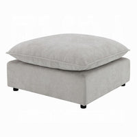 37 Inch Modular Ottoman, Feather Down and Cotton Fill Seat, Beige Boucle - BM348347