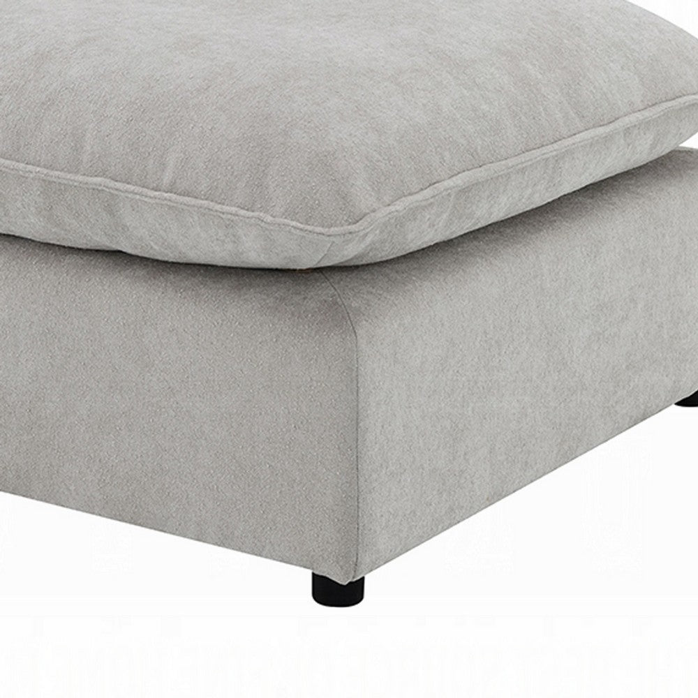 37 Inch Modular Ottoman, Feather Down and Cotton Fill Seat, Beige Boucle - BM348347