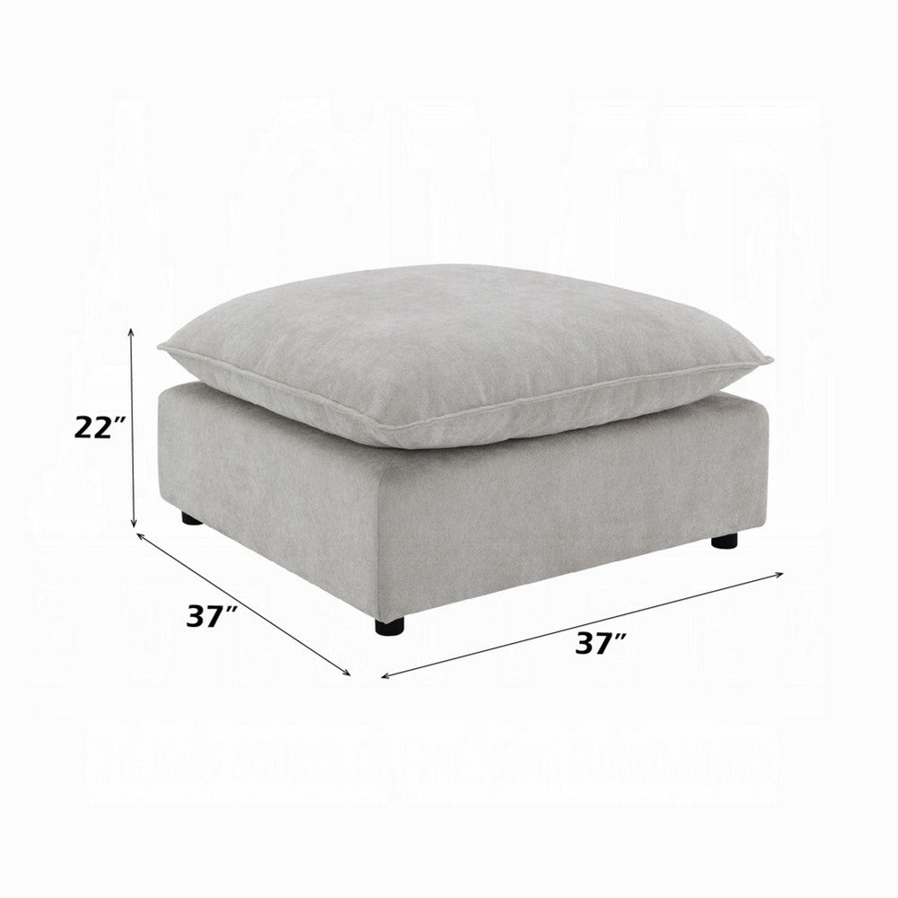 37 Inch Modular Ottoman, Feather Down and Cotton Fill Seat, Beige Boucle - BM348347