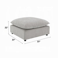 37 Inch Modular Ottoman, Feather Down and Cotton Fill Seat, Beige Boucle - BM348347