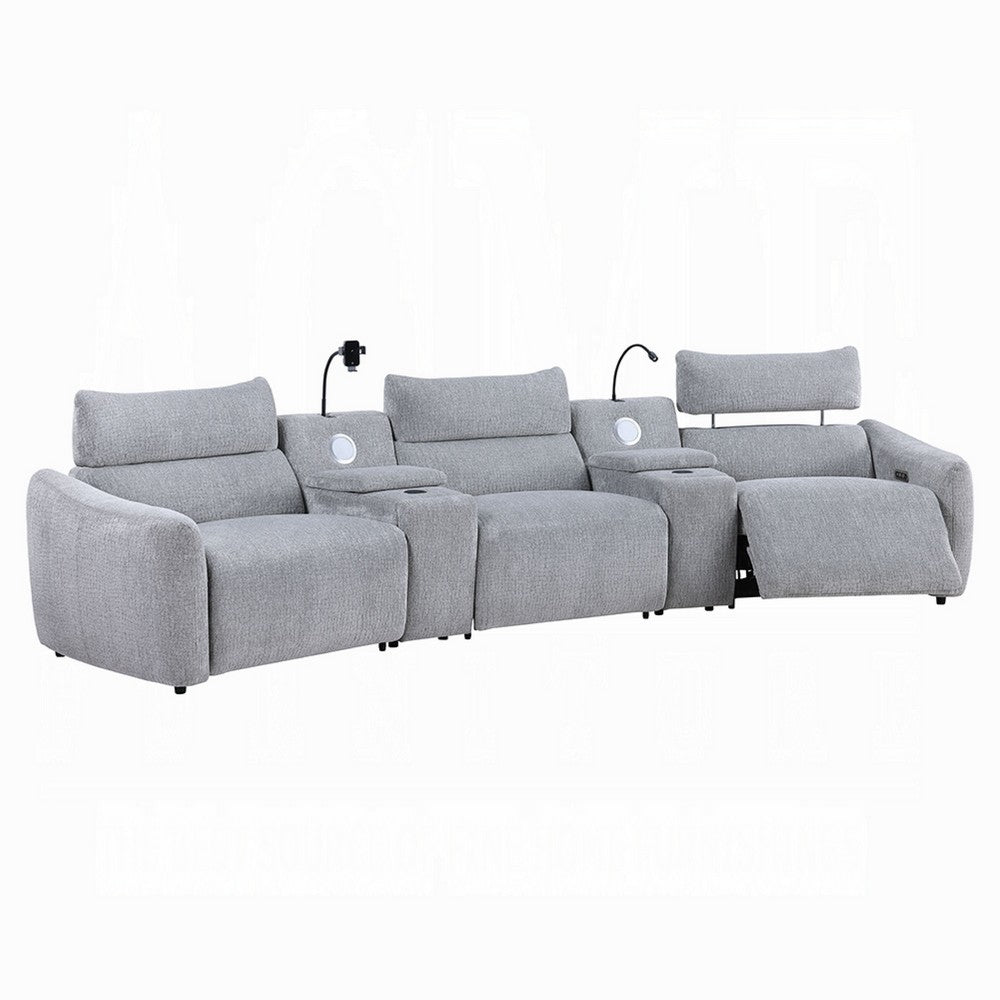Falo Modular Power Motion Recliner Armless Chair, Light Gray Chenille - BM348351