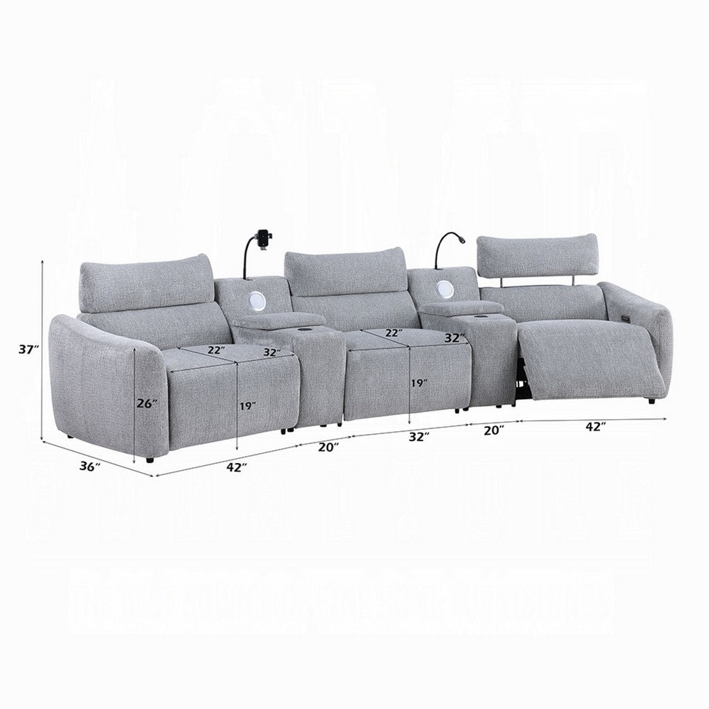 Falo Modular Power Motion Recliner Armless Chair, Light Gray Chenille - BM348351