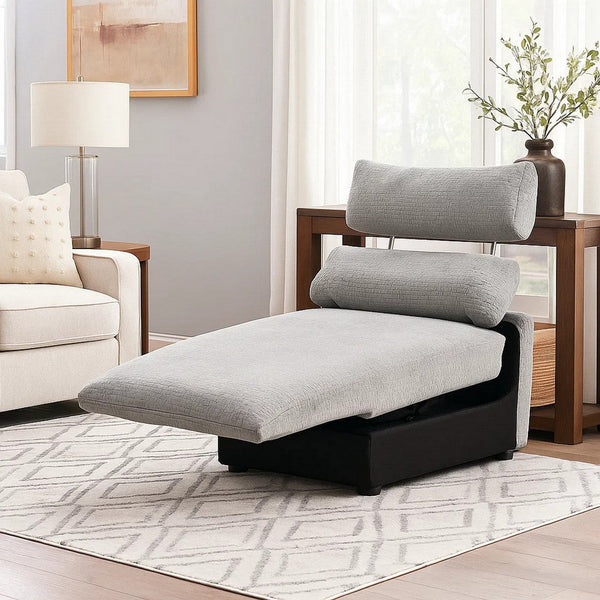 Falo Modular Power Motion Recliner Armless Chair, Light Gray Chenille - BM348351