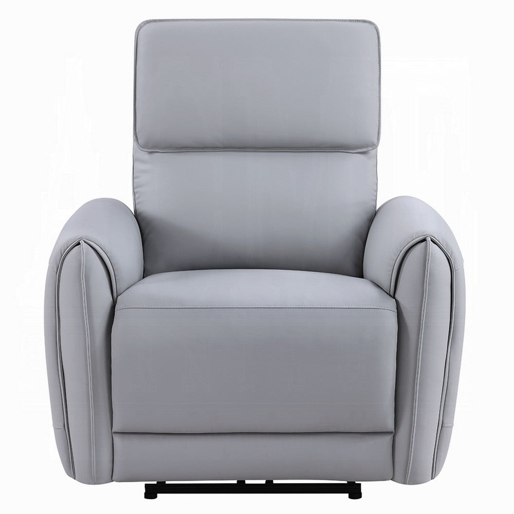 Jero Power Motion Recliner Armchair with USB Port, Light Gray Faux Leather - BM348355
