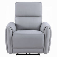 Jero Power Motion Recliner Armchair with USB Port, Light Gray Faux Leather - BM348355