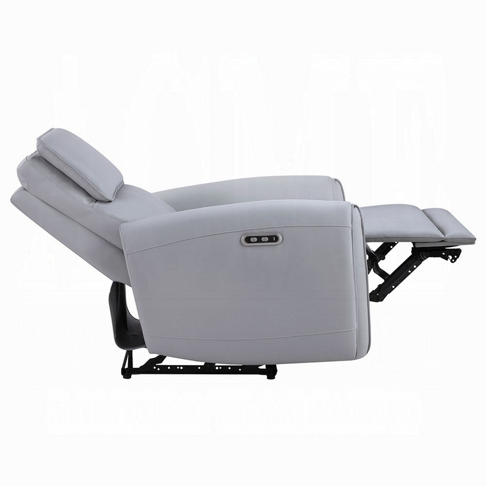 Jero Power Motion Recliner Armchair with USB Port, Light Gray Faux Leather - BM348355