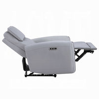 Jero Power Motion Recliner Armchair with USB Port, Light Gray Faux Leather - BM348355