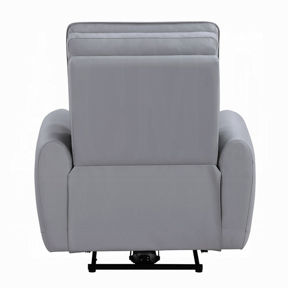 Jero Power Motion Recliner Armchair with USB Port, Light Gray Faux Leather - BM348355