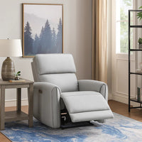 Jero Power Motion Recliner Armchair with USB Port, Light Gray Faux Leather - BM348355