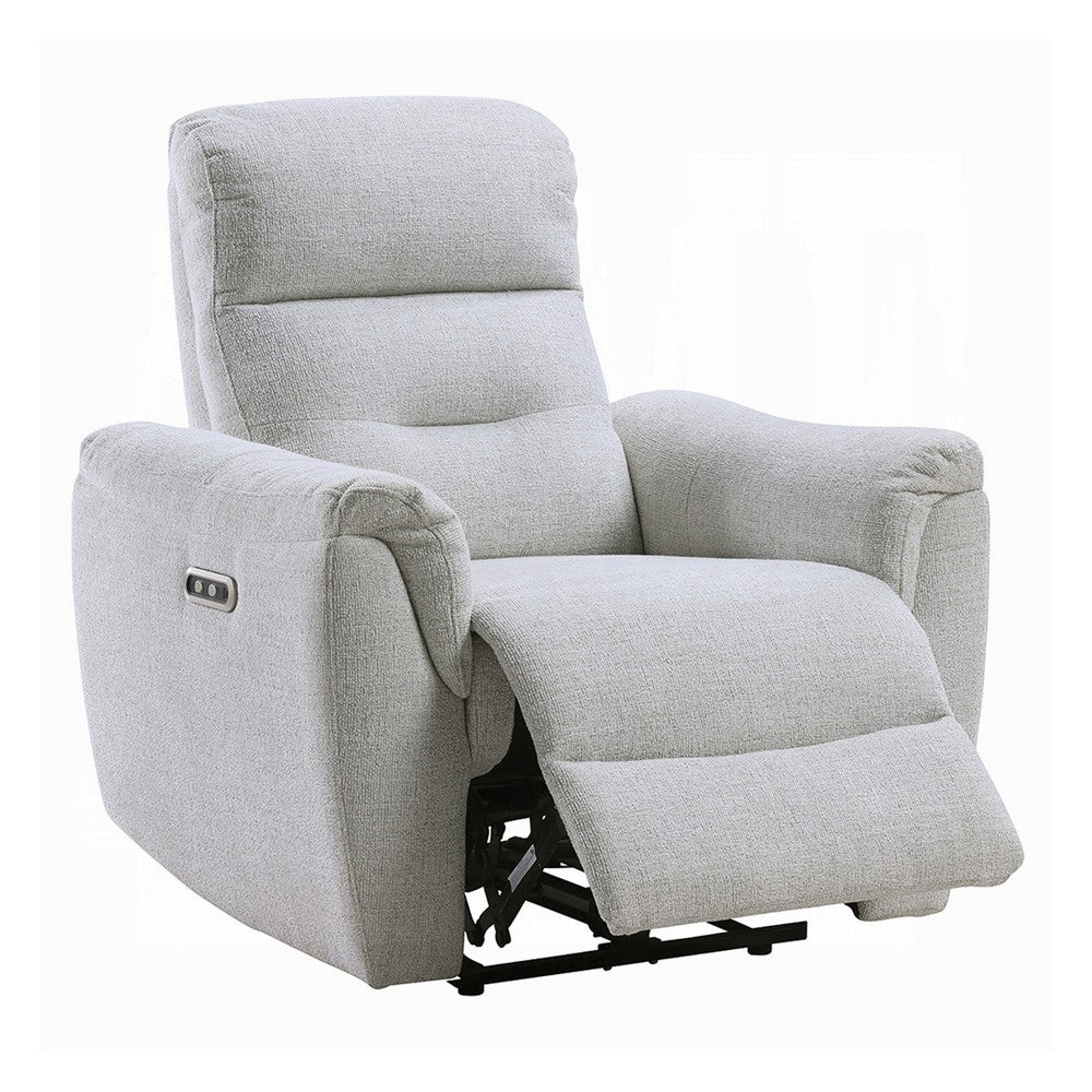 Tres Power Motion Recliner Chair with USB Port, Foam Fill Gray Chenille - BM348358