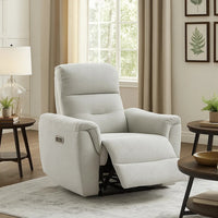 Tres Power Motion Recliner Chair with USB Port, Foam Fill Gray Chenille - BM348358