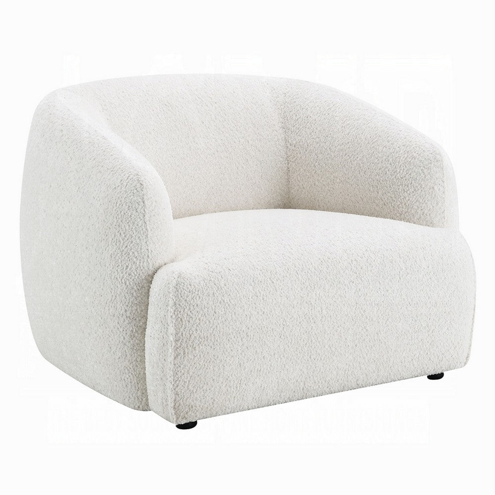 Luci Accent Barrel Chair, Foam Fill Cushions, Shimmer White Chenille - BM348359