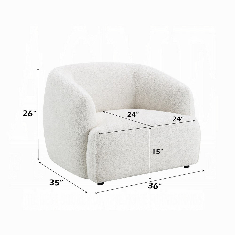 Luci Accent Barrel Chair, Foam Fill Cushions, Shimmer White Chenille - BM348359