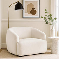 Luci Accent Barrel Chair, Foam Fill Cushions, Shimmer White Chenille - BM348359