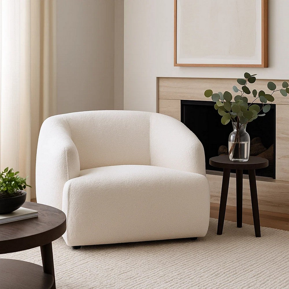 Luci Accent Barrel Chair, Foam Fill Cushions, Shimmer White Chenille - BM348359