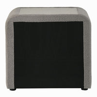 Kery Nightstand, 2 Drawers, Glass Top, Gray Teddy Sherpa Upholstery - BM348365