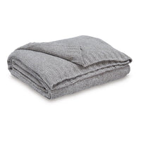 Tela Throw Blanket Set of 3, Machine Knitted, Textured Gray Polyester - BM348369