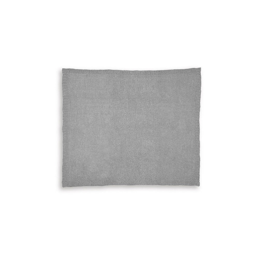 Tela Throw Blanket Set of 3, Machine Knitted, Textured Gray Polyester - BM348369