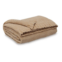 Tela Throw Blanket Set of 3, Machine Knitted, Textured Gold Polyester - BM348370