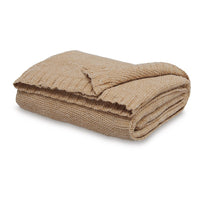 Tela Throw Blanket Set of 3, Machine Knitted, Textured Gold Polyester - BM348370