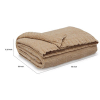 Tela Throw Blanket Set of 3, Machine Knitted, Textured Gold Polyester - BM348370