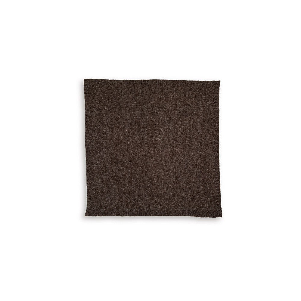 Tela Throw Blanket Set of 3, Machine Knitted, Textured Dark Brown Polyester - BM348371