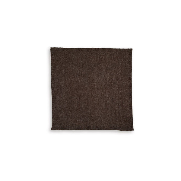 Tela Throw Blanket Set of 3, Machine Knitted, Textured Dark Brown Polyester - BM348371