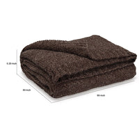 Tela Throw Blanket Set of 3, Machine Knitted, Textured Dark Brown Polyester - BM348371
