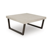 Wery 2pc Cocktail Table and Side End Table Set, Light Gray Top, Brown - BM348373