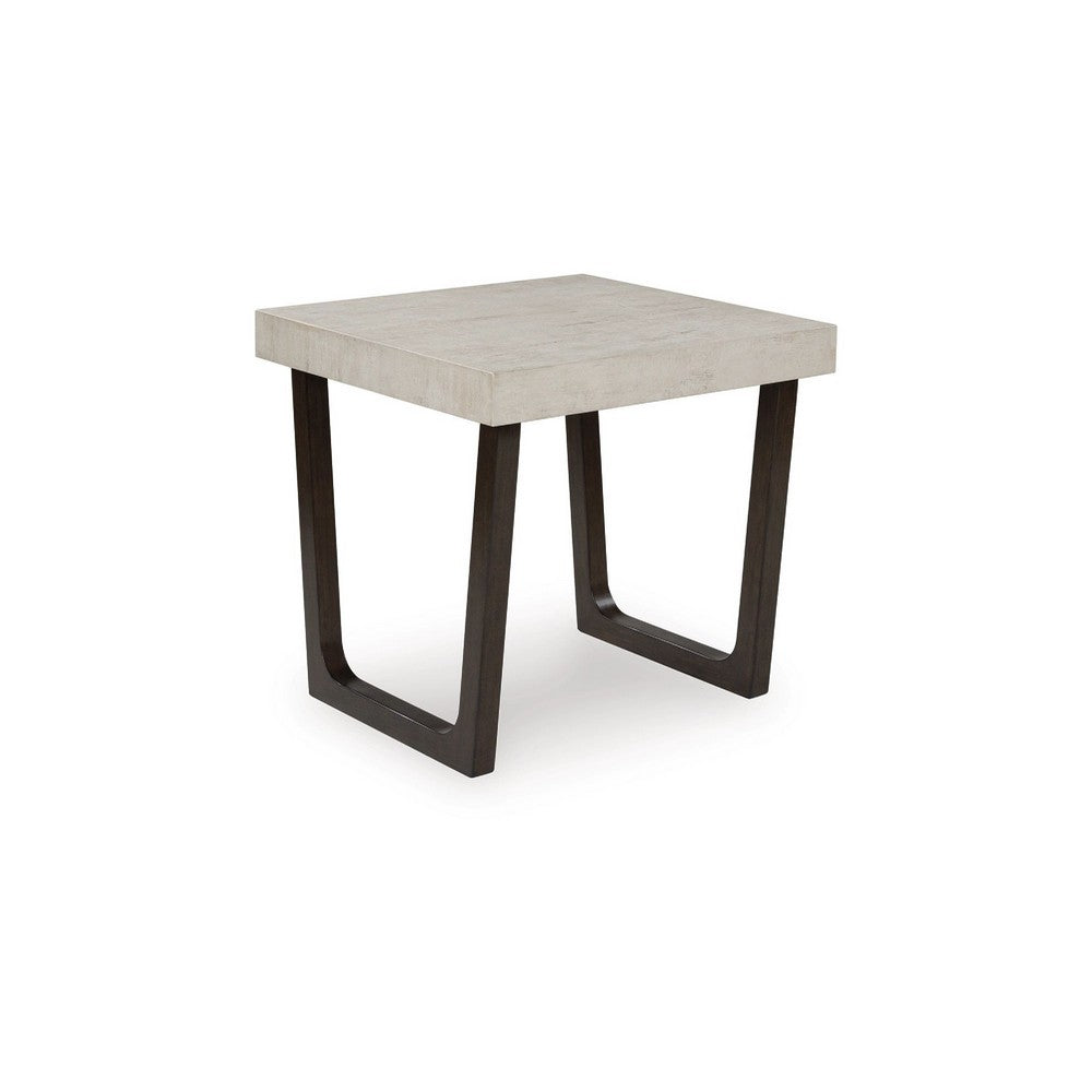 Wery 2pc Cocktail Table and Side End Table Set, Light Gray Top, Brown - BM348373