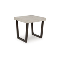 Wery 2pc Cocktail Table and Side End Table Set, Light Gray Top, Brown - BM348373