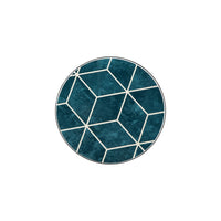Ceri Accent Table Set of 2, Teal Blue Geometric Pattern Top, Black - BM348374