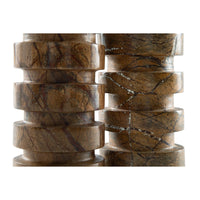 Erya Candle Holder Set of 2, Tan Brown Marble Finished Stacked Design - BM348375