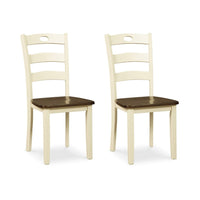 Anville Dining Side Chair Set of 2, Cream Ladder Back, Brown Seat - BM348377