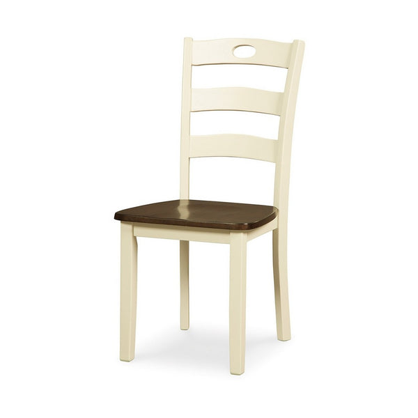 Anville Dining Side Chair Set of 2, Cream Ladder Back, Brown Seat - BM348377