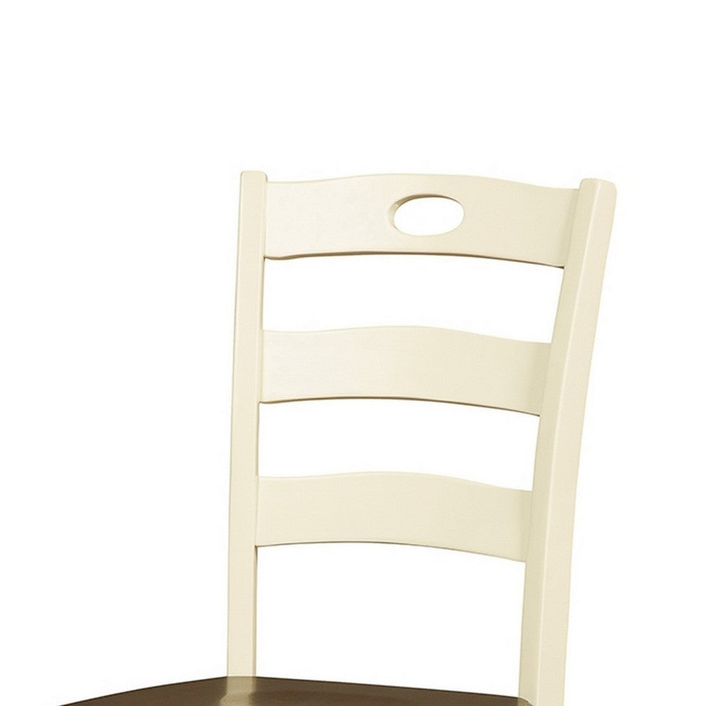 Anville Dining Side Chair Set of 2, Cream Ladder Back, Brown Seat - BM348377