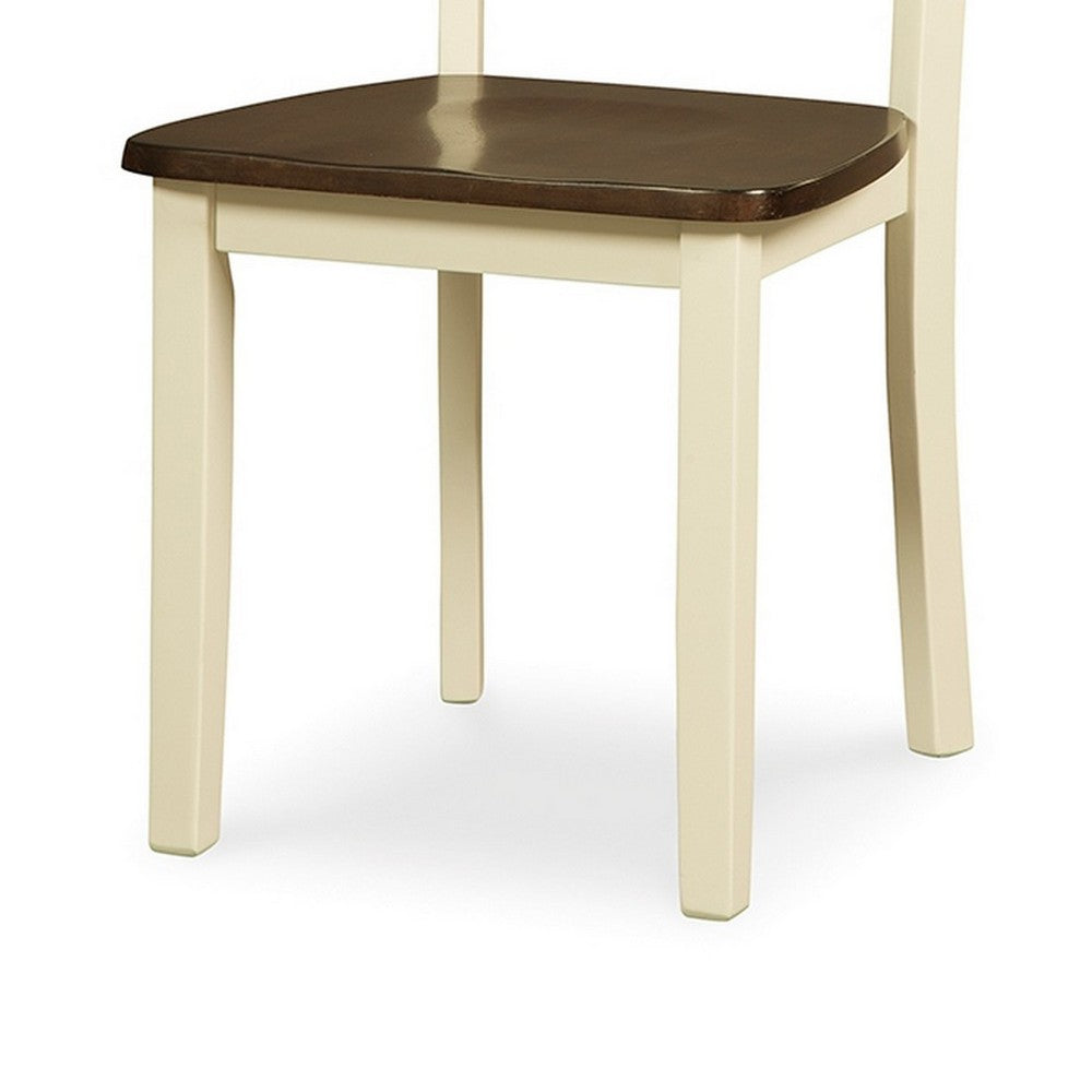 Anville Dining Side Chair Set of 2, Cream Ladder Back, Brown Seat - BM348377